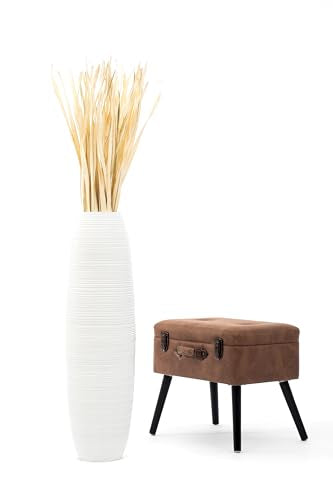 Large Floor Vase 34 inches Mango Wood for Pampas Grass (34 inches / White)