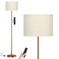 Floor Lamps for Living Room with Remote Control and Stepless Dimmable Colors Temperature & Brightness (Beige Shade Brown Pole Remote / 60 Inches (With Bulb))