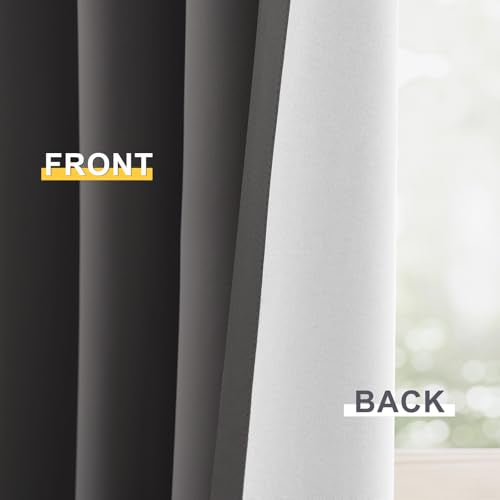 Charcoal Grey 100% Blackout Curtains 63 Inches Long 50" Wide 2 Panel (50"W x 63"L (Pack of 2) / Charcoal Grey With White Backing)