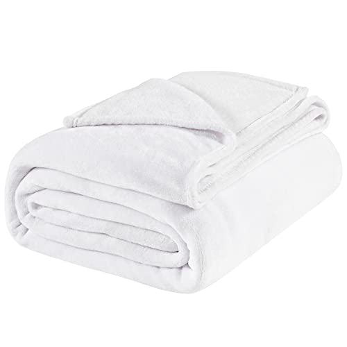 Fleece Blanket Soft Plush King Size Bed Blanket White 108"x90" (White / King(108"x90"))