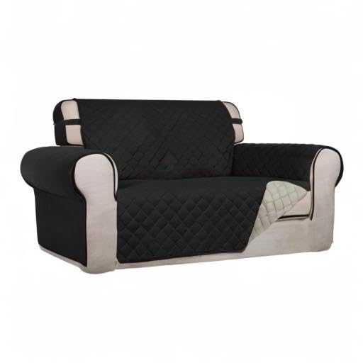Reversible Quilted Couch Covers for Dogs Loveseat Sofa Cover 46.5” (Medium / Black/Beige)