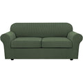 3 Piece Stretch Sofa Covers for 2 Cushion Sofa Couch Covers for Living Room Furniture Cover (Medium-XL / Bronze Green)