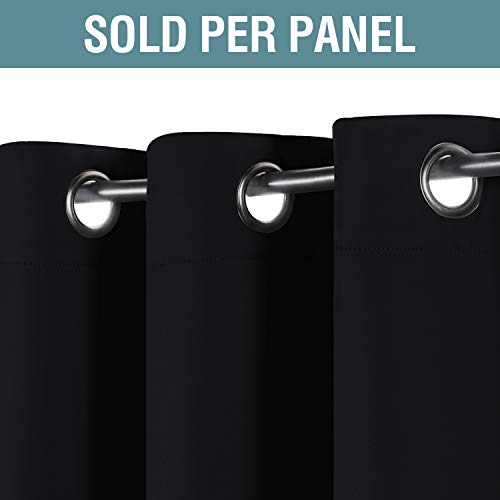 Blackout Curtain for Living Room Thermal Insulated Window Treatment Curtain Extra Long 108 inch Length Energy Saving Solid Grommet Top Blackout Drape (52"W x 108"L (Pack of 1) / Jet Black)