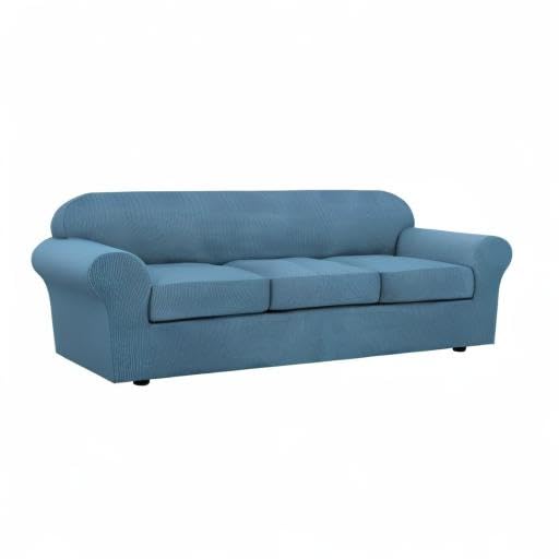 4 Piece Stretch Sofa Covers for 3 Cushion Couch Covers for Living Room Furniture Slipcovers (X-Large / Dusty Blue)