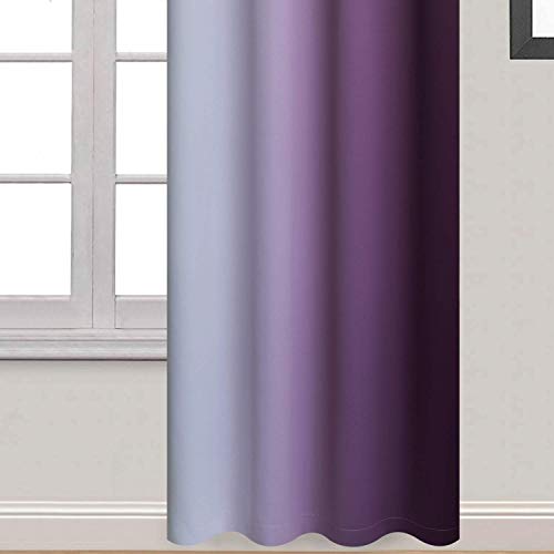 Greyish White to Purple Ombre Curtain for Bedroom 84 Inch (52"W x 84"L (Pack of 1) / Purple)