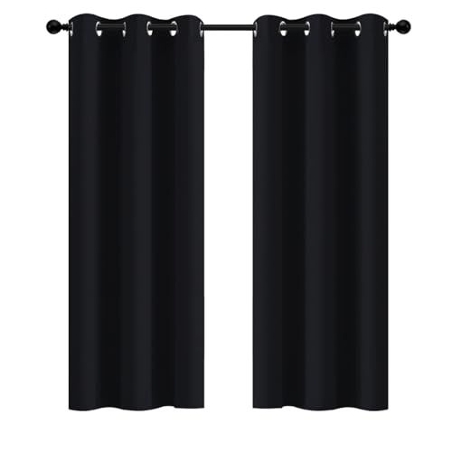 Room Darkening Curtains 42x72 inch Length Black (Black / 42"W x 72"L (Pack of 2))