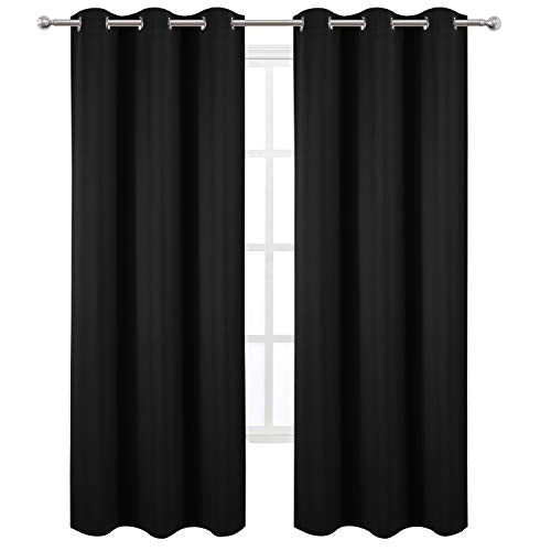 Black Blackout Curtains 34 x 84 Inch Length (Black / 34"W x 84"L (Pack of 2))