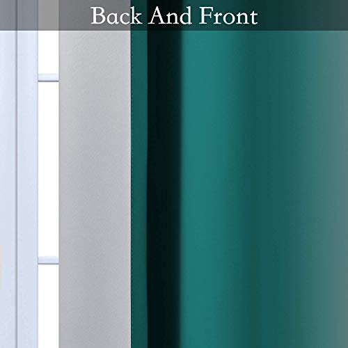 Ombre Teal to Grey White Curtains for Living Room 52Wx63L (52"W x 63"L (Pack of 2) / Teal)