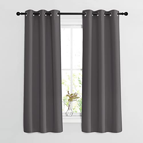 Blackout Window Curtains 63 inch Length 2 Panels (Grey / 37"W x 63"L (Pack of 2))