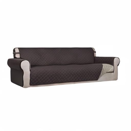 Reversible Quilted Couch Covers for Dogs Sofa Cover 4 Seater 88" (XX-Large / Chocolate/Beige)