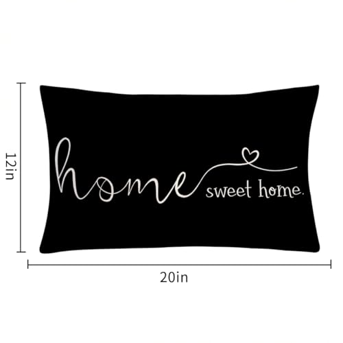 Farmhouse Pillow Covers (20" x 12" (Pack of 1) / Black)