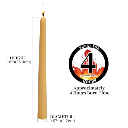 0.87×10 Inch Wax Yellow Taper Candles (wax yellow)