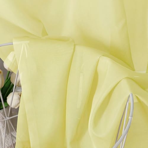 Sheer Curtains 63 inch Length 2 Panels Set for Bedroom Living Room (Light Yellow / 42"W x 63"L (Pack of 2))