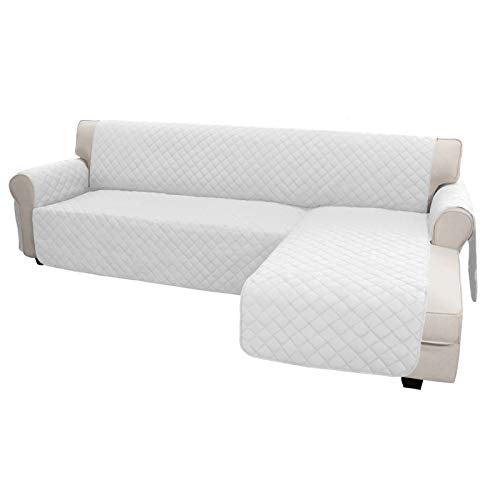 Reversible L Shape Sectional Couch Cover (X-Large / White/White)