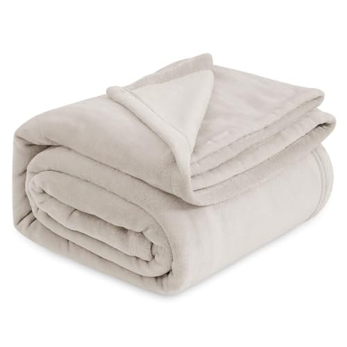 Fleece Blanket Queen Blanket Linen Beige (06 - Linen Beige / Queen (90" X 90"))