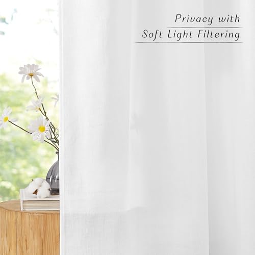 White Window Curtains 63 inches Long (White / 55"W x 63"L (Pack of 2))