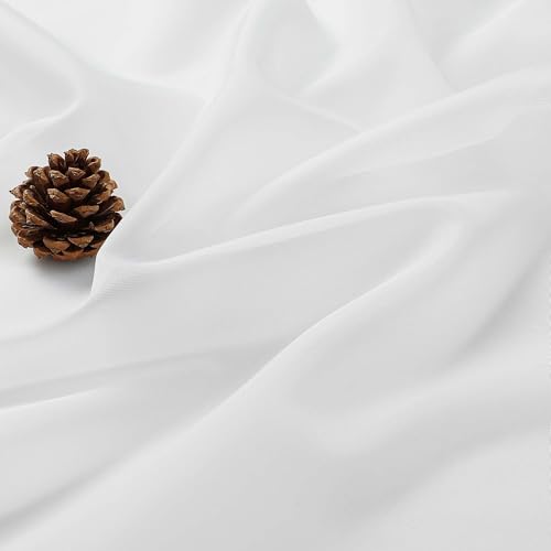 White Sheer Curtains 63 Inches Long 2 Panels Set (White / 59"W x 63"L (Pack of 2))