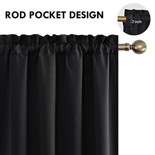 Blackout Curtains for Bedroom Living Room 52 x 84 Inch Long Black (Black / 52"W x 84"L (Pack of 2))