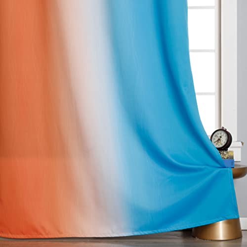 Ombre Orange and Blue Blackout Curtains 42Wx45L Inch Long (Blue and Orange / 42"W x 45"L (Pack of 2))
