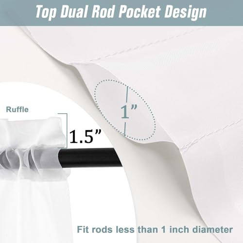 White Sheer Curtains for Window 96 Inches Long 2 Panels Set (42"W x 96"L (Pack of 2) / White)