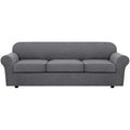 4 Piece Stretch Sofa Covers for 3 Cushion Couch Covers for Living Room Furniture Slipcovers (Large Plus / Grey)