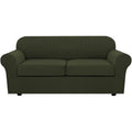 3 Piece Stretch Sofa Covers for 2 Cushion Loveseat Couch Covers for Living Room Sofa (Medium / Olive)