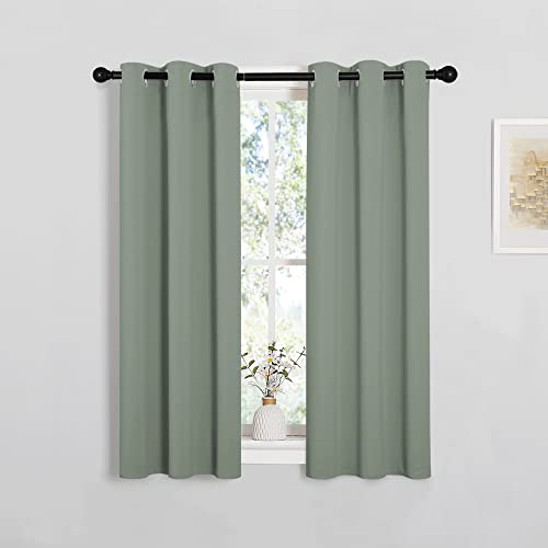 Bedroom Curtain Panels Blackout Draperies (Greyish Green / 29"W x 45"L (Pack of 2))