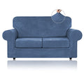 Velvet Stretch 3 Pieces Couch Cover for Sofa Washable (Medium / Light Blue)