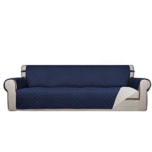 Reversible Quilted Couch Covers for Dogs Sofa Cover 4 Seater 88" (XX-Large / Navy/Ivory)