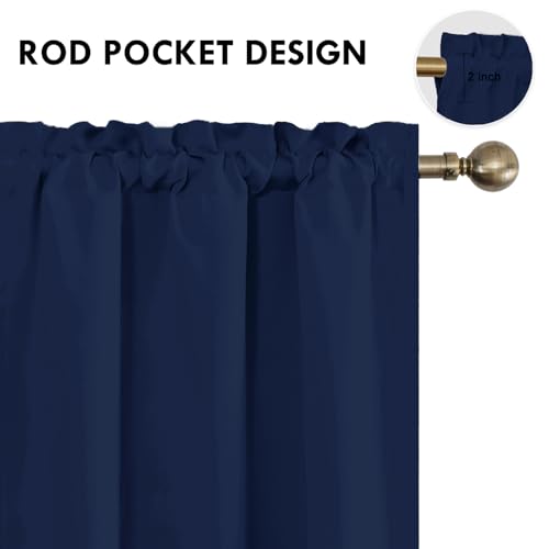 Blackout Curtains for Bedroom 38 x 45 Inch Long Navy Blue 2 Panels (Navy Blue / 38"W x 45"L (Pack of 2))