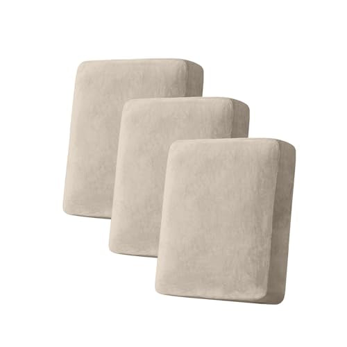 Couch Cover Stretch Velvet Sofa Cushion Cover 3 (Taupe / 3PC Seater or Backrest)