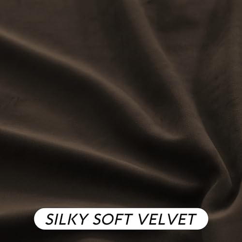 Brown Velvet Blackout Curtains 84 inches Long with Hook Tape (Brown / 42"W x 84"L (Pack of 2))