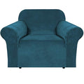 Stretch Velvet Armchair Cover Couch Covers 1 Cushion Chair Slipcover for Living Room Furniture Cover Crafted from Thick Comfy Rich Velour (Deep Teal / Armchair)