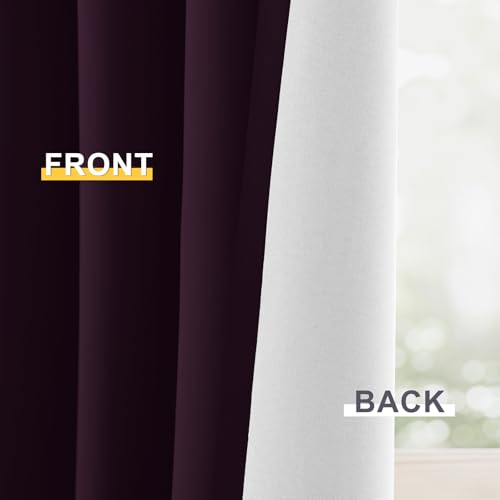 Dark Purple 100% Blackout Curtains 84 Inches Long 50" Wide 2 Panels (50"W x 84"L (Pack of 2) / Dark Purple With White Backing)