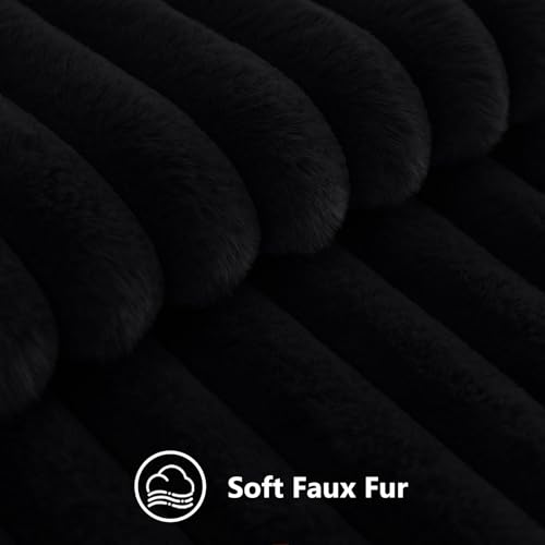 Fall Faux Fur Throw Pillow Covers 20x20 Set of 2 Black (Black / 20" x 20" (Pack of 2))