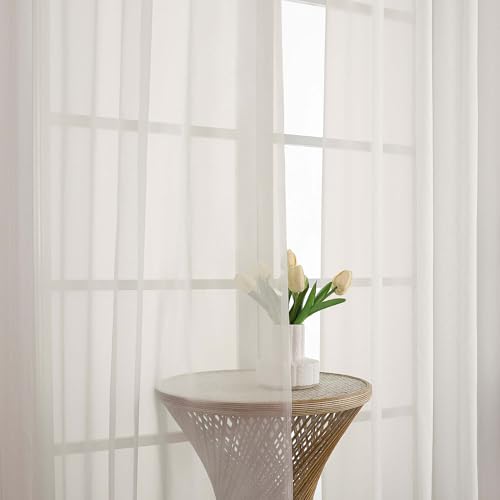 Ivory Sheer Curtains 120 Inches Long 2 Panels Set (Ivory / 59"W x 120"L (Pack of 2))