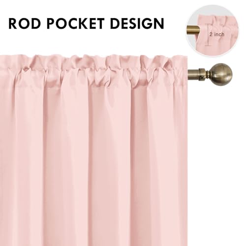 Blackout Curtains for Bedroom 42 x 63 Inch Long Blush Pink 2 Panels (Blush Pink / 42"W x 63"L (Pack of 2))