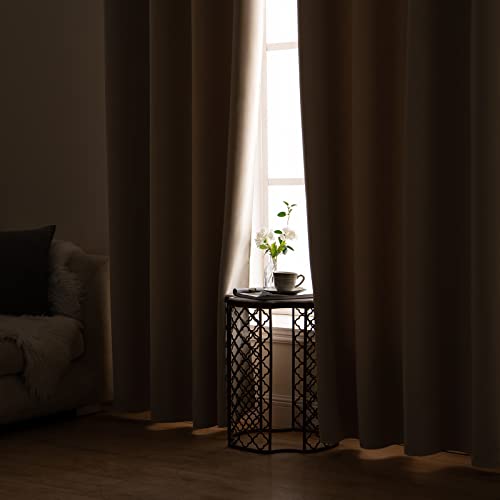 Beige Blackout Bedroom Curtains Drapes 95 Inch Long 52"x95" (Beige / 52"W x 95"L (Pack of 2))