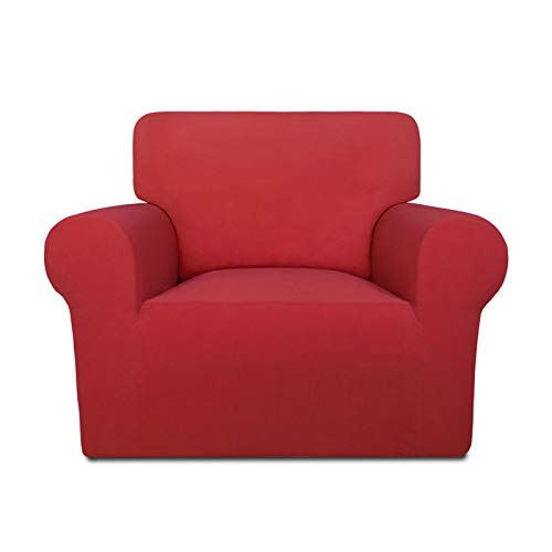 Super Stretch Chair Covers Fleece Couch Covers for Sofa Red (Small Chair / Red)