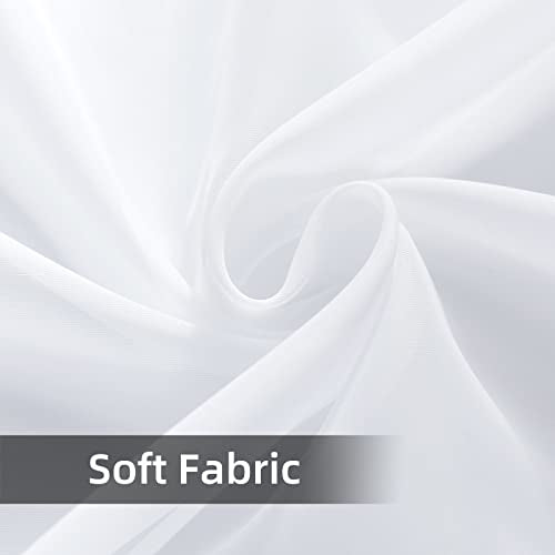Solid Sheer Rod Pocket Curtain Voile Draperies 2 Panels White Beige Black Grey Coffee 52 Inch Width 36 Inch Long 1 Pair for Kitchen Bedroom Children Living Room Yard (White / 52"W x 36"L (Pack of 2))