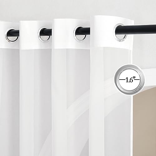 Sheer Curtains 120 inches Length for Windows (Ivory / 54"W x 120"L (Pack of 2))