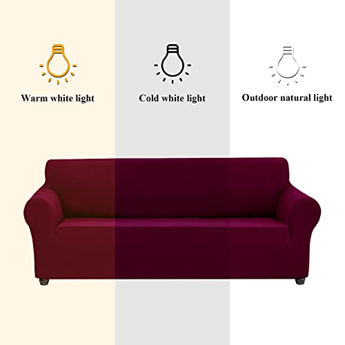 Christmas Stretch Couch Cover Slipcovers (Burgundy / Large（78"-94"）)