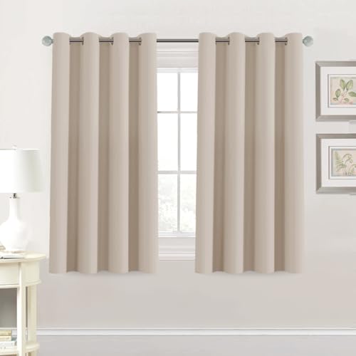Blackout Curtain for Living Room Thermal Insulated Window Treatment Curtain 54 inch Length Energy Saving Solid Grommet Top Blackout Drape (52"W x 54"L (Pack of 1) / Fog)