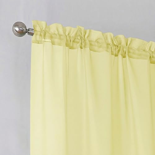 Light Yellow Sheer Curtains 63 Inch Length 2 Panels (Light Yellow / 42"W x 63"L (Pack of 2))