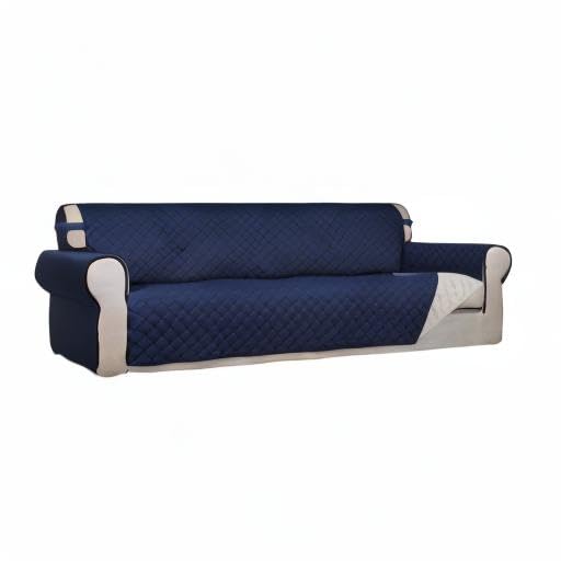 Reversible Quilted Couch Covers for Dogs Sofa Cover 4 Seater 88" (XX-Large / Navy/Ivory)