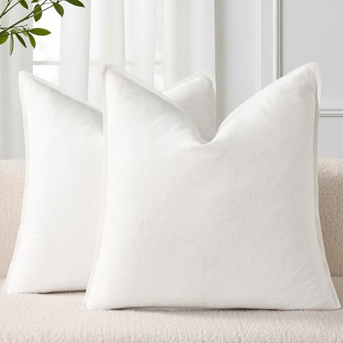 Fall Cream White Linen Throw Pillow Covers 26x26 Set of 2 (Cream White / 26" x 26" (Pack of 2))