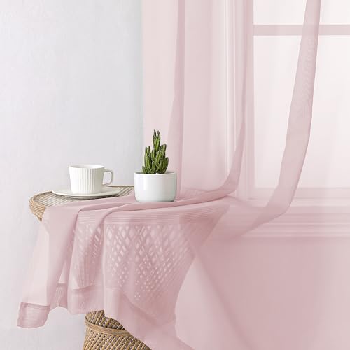 Blush Pink Sheer Curtains 78 Inches Long 2 Panels (Blush Pink / 42"W x 78"L (Pack of 2))