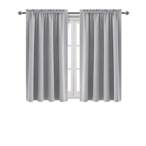 Blackout Curtains for Bedroom Living Room 42 x 45 Inch Long 2 Panels (Silver Grey / 42"W x 45"L (Pack of 2))
