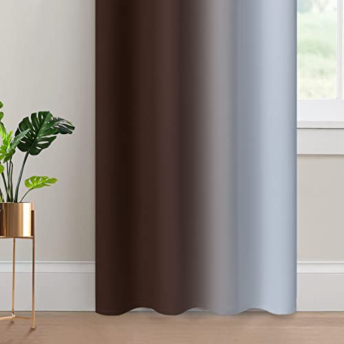 Ombre Curtains Brown and Greyish White for Living Room (52"W x 84"L (Pack of 2) / Brown)