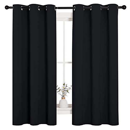 Black Blackout Curtains for Bedroom 42" Wide x 63" Long 2 Panels (Black / 42"W x 63"L (Pack of 2))